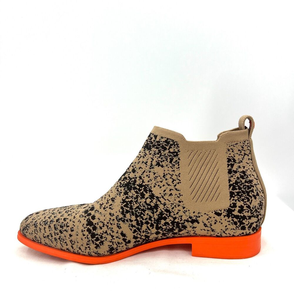 VIVAIA Knit Chelsea Ankle Boots Snakeskin Print Orange Sole EU 41.5 US 10 - Picture 2 of 10